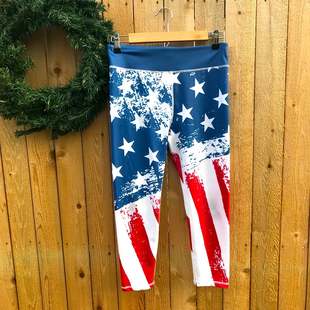 CVG | American Flag Cropped Yoga Pants